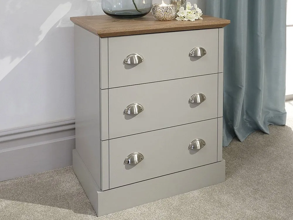 GFW GFW Kendal Light Grey and Oak 3 Drawer Chest of Drawers