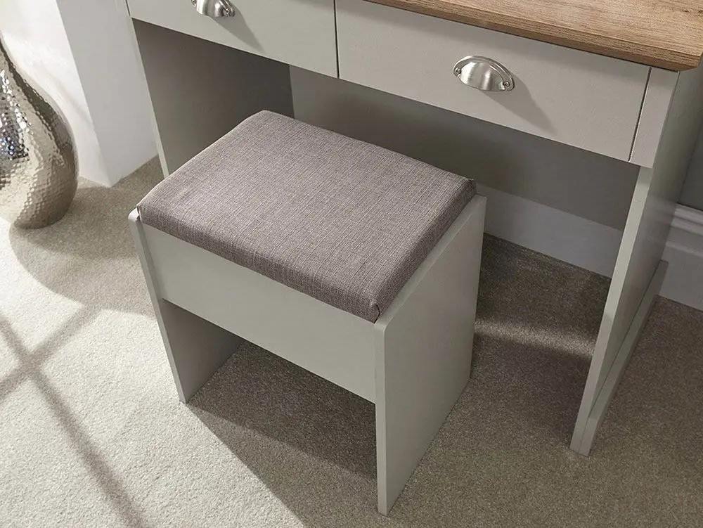 GFW GFW Kendal Light Grey and Oak Dressing Table and Stool