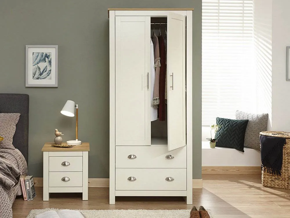 GFW GFW Lancaster Cream and Oak 2 Door 2 Drawer Wardrobe