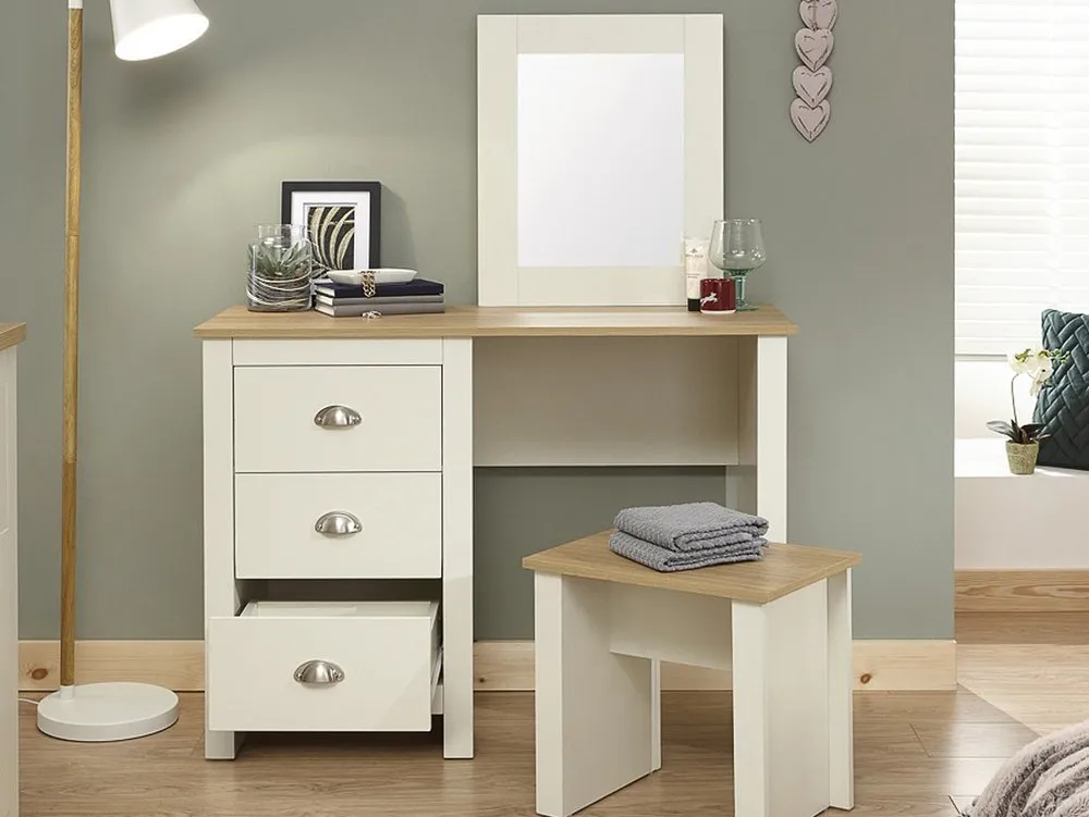 GFW GFW Lancaster Cream and Oak Dressing Table and Stool