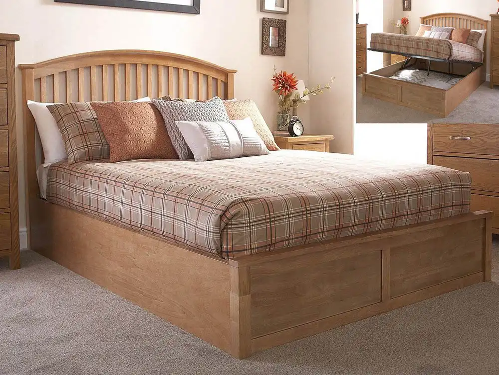 GFW GFW Madrid 5ft King Size Oak Wooden Ottoman Bed Frame