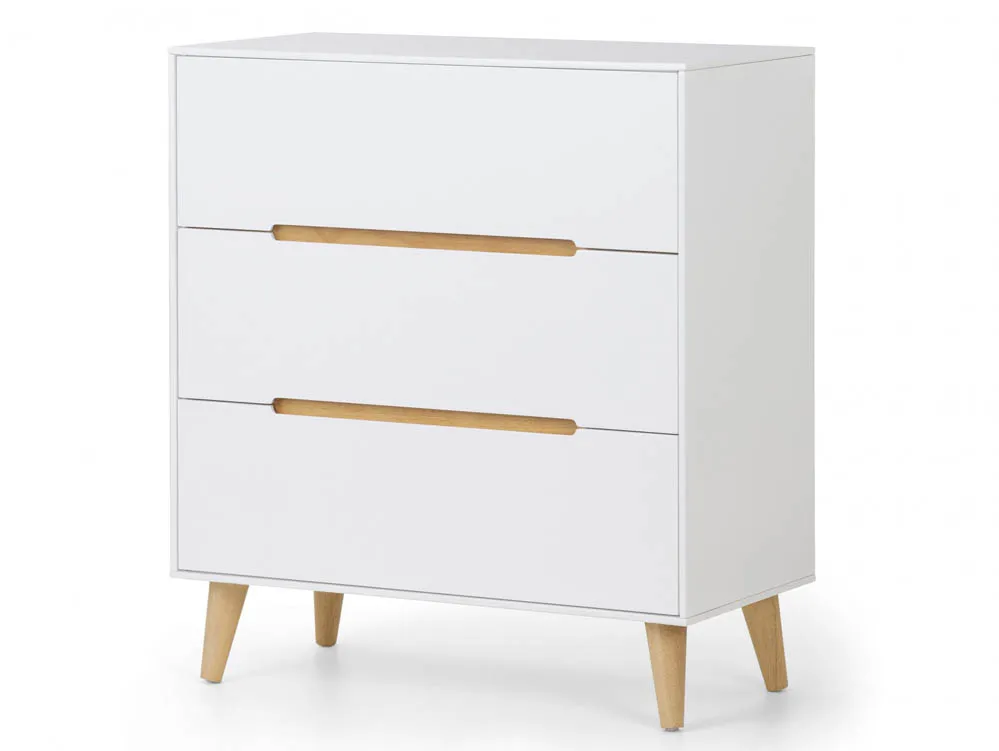 Julian Bowen Julian Bowen Alicia White and Oak 3 Drawer Low Chest of Drawers