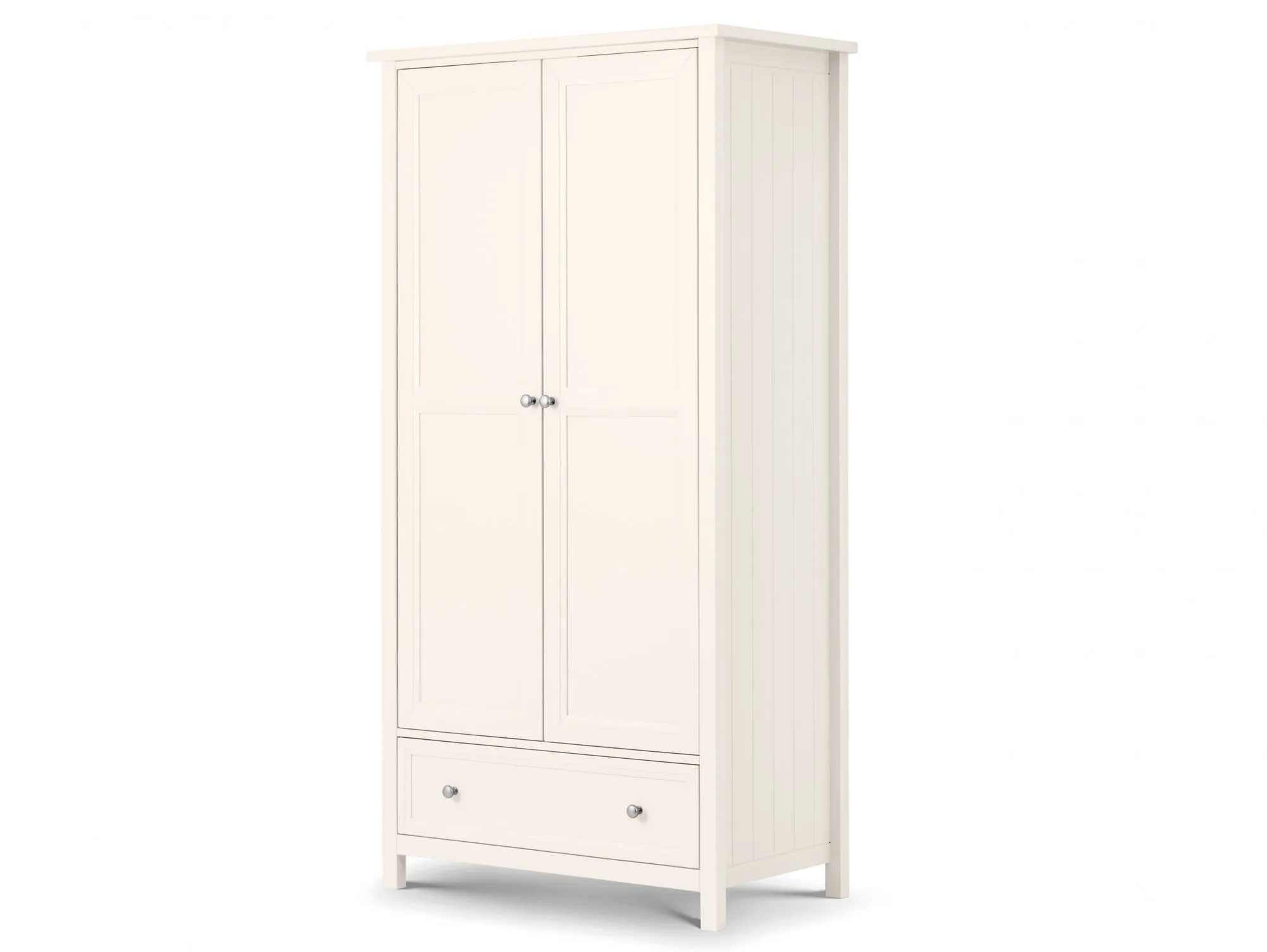 Julian Bowen Julian Bowen Maine Surf White 2 Door 1 Drawer Double Wardrobe