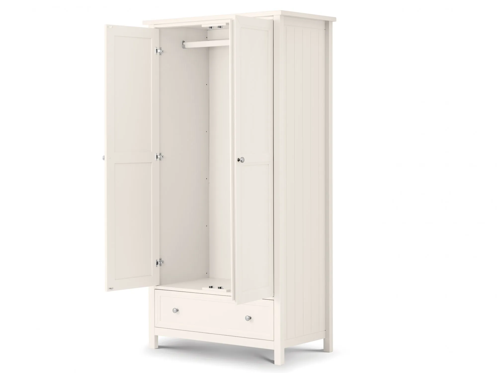 Julian Bowen Julian Bowen Maine Surf White 2 Door 1 Drawer Double Wardrobe