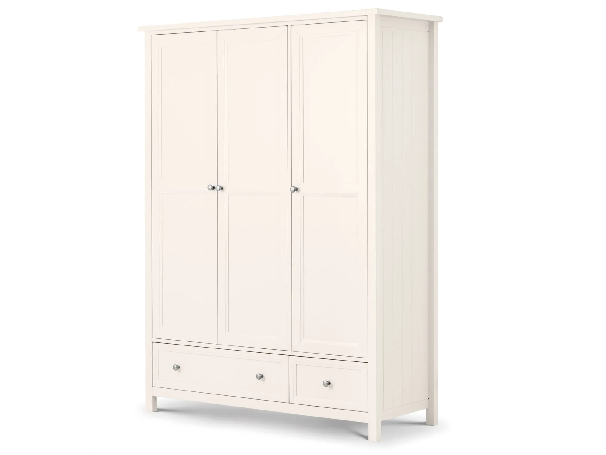 Julian Bowen Julian Bowen Maine Surf White 3 Door 2 Drawer Triple Wardrobe