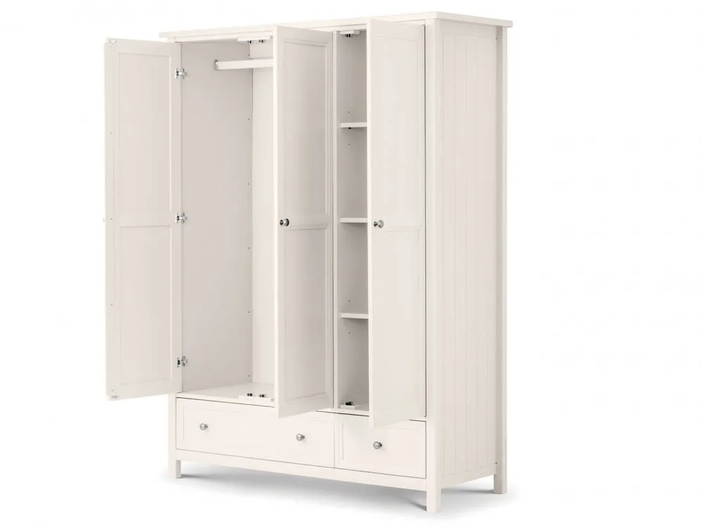 Julian Bowen Julian Bowen Maine Surf White 3 Door 2 Drawer Triple Wardrobe