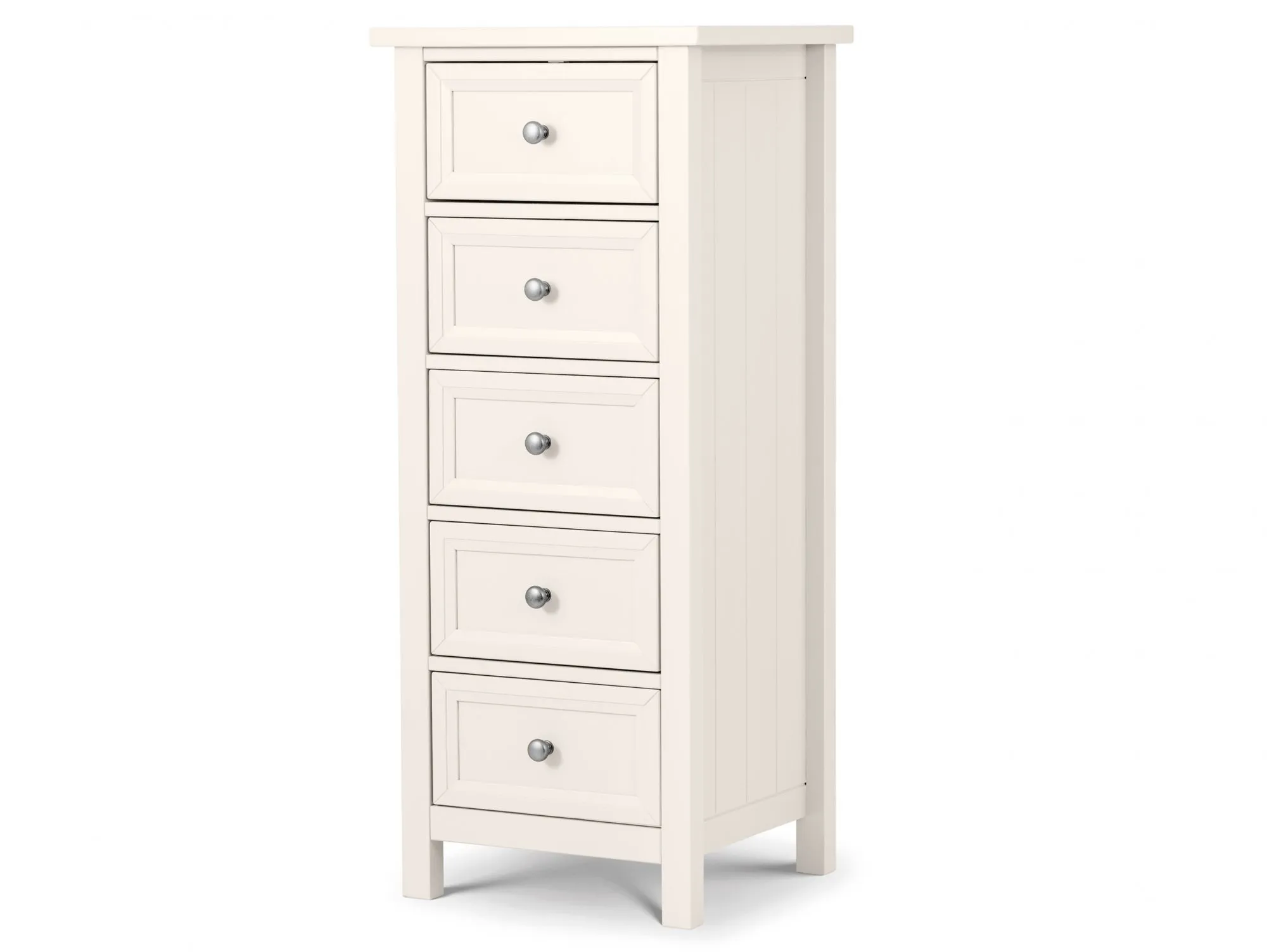 Julian Bowen Julian Bowen Maine Surf White 5 Drawer Tall Narrow Chest of Drawers