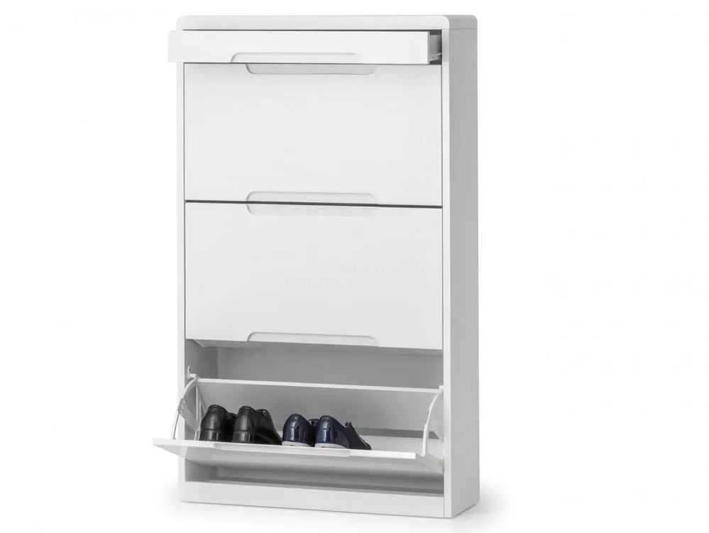 Julian Bowen Julian Bowen Manhattan White High Gloss Shoe Cabinet with Drawer