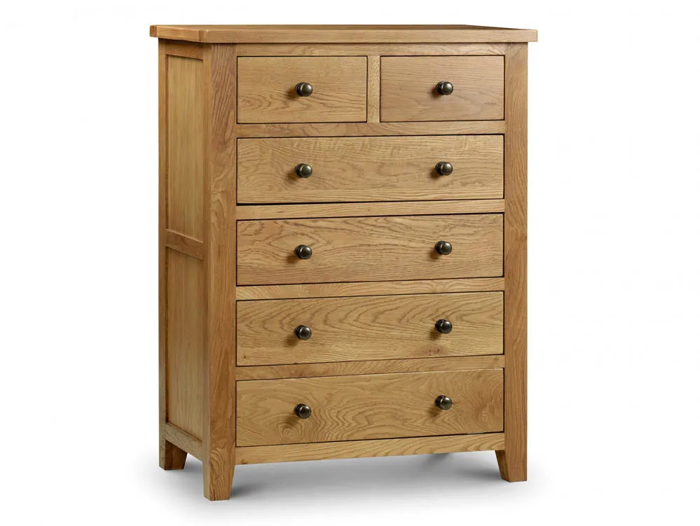 Julian Bowen Julian Bowen Marlborough 4+2 Oak Wooden Chest of Drawers (Assembled)