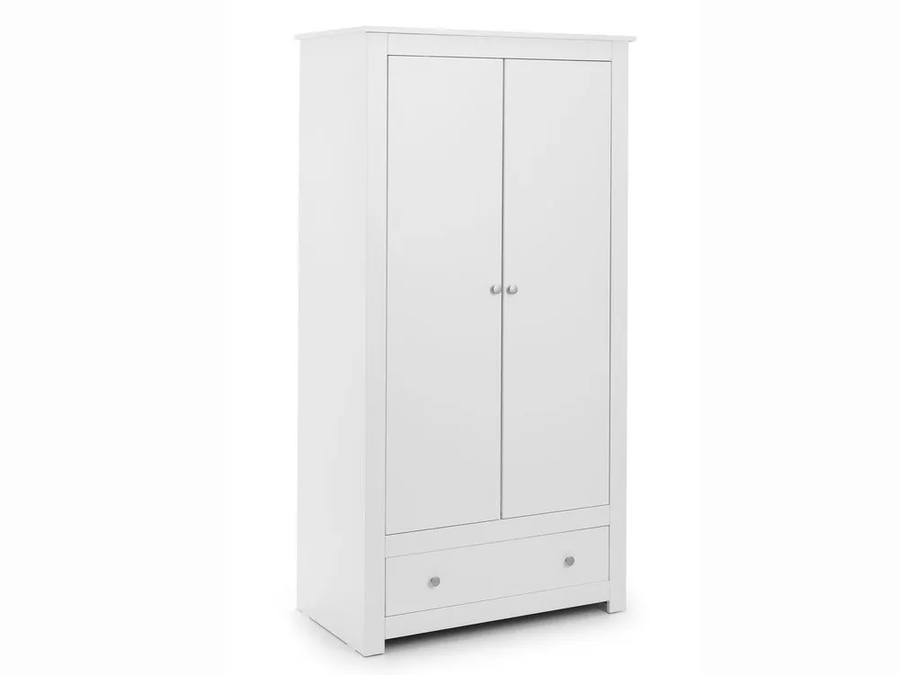 Julian Bowen Julian Bowen Radley Surf White 2 Door 1 Drawer Double Wardrobe