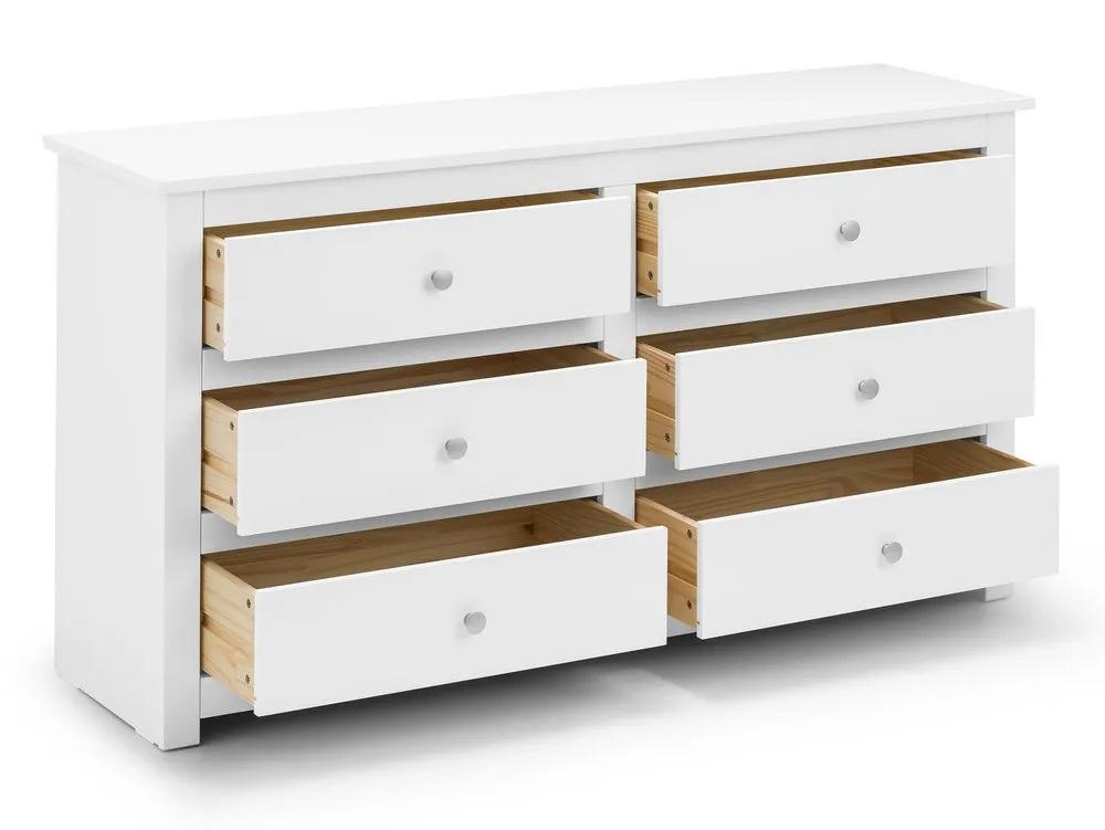 Julian Bowen Julian Bowen Radley Surf White 6 Drawer Chest of Drawers