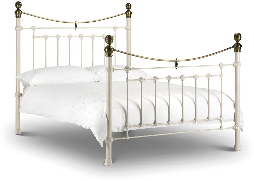 Julian Bowen Julian Bowen Victoria 4ft6 Double Ivory and Brass Metal Bed Frame