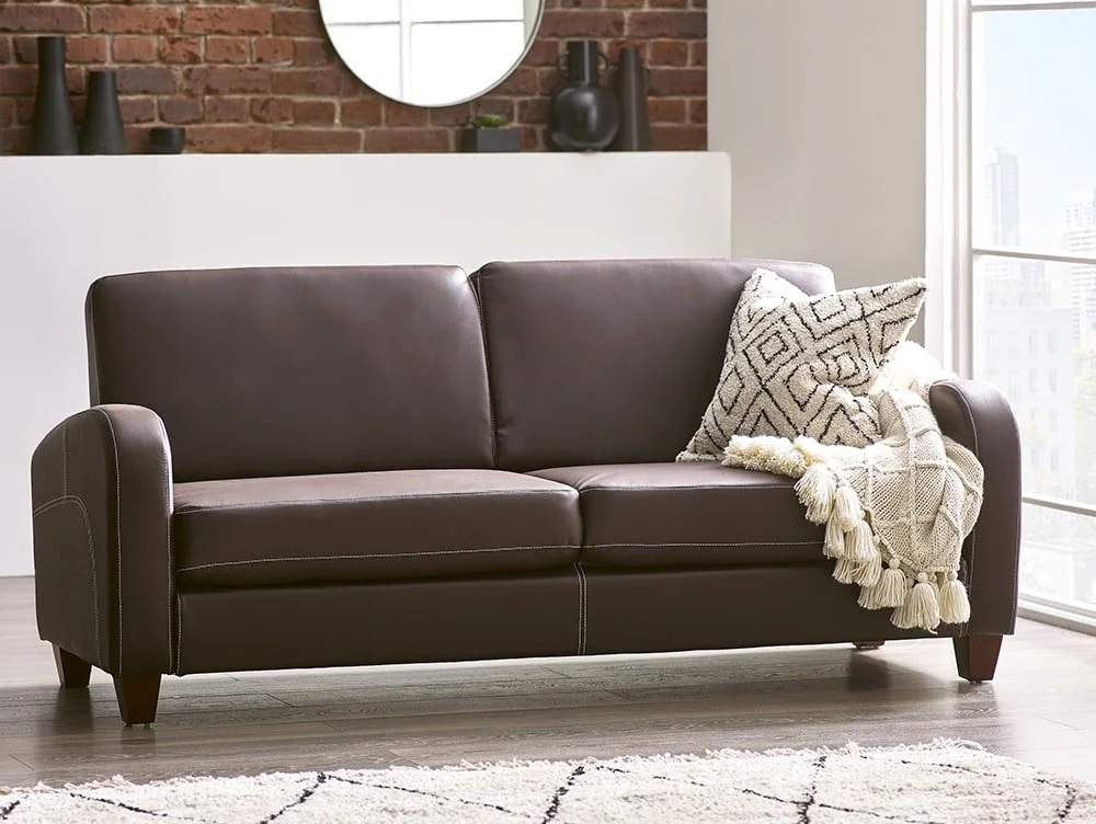 Julian Bowen Julian Bowen Vivo Chestnut Faux Leather 3 Seater Sofa