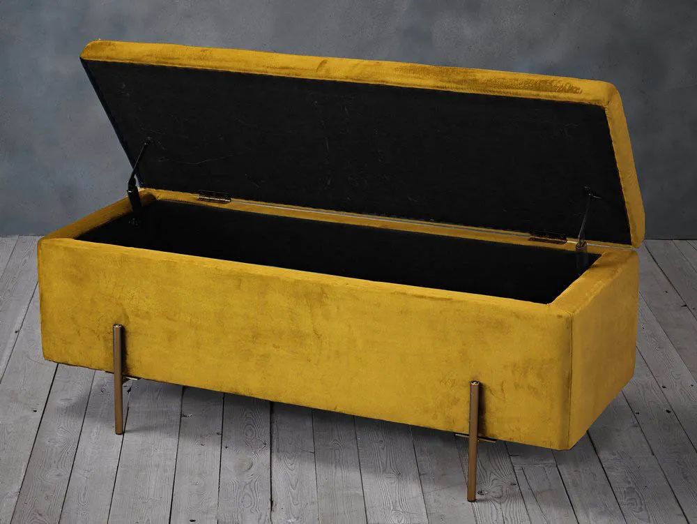 LPD LPD Lola Mustard Fabric Blanket Box  (Assembled)