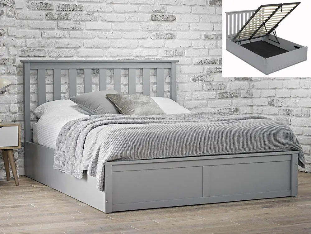 LPD LPD Oxford 4ft6 Double Grey Wooden Ottoman Bed Frame