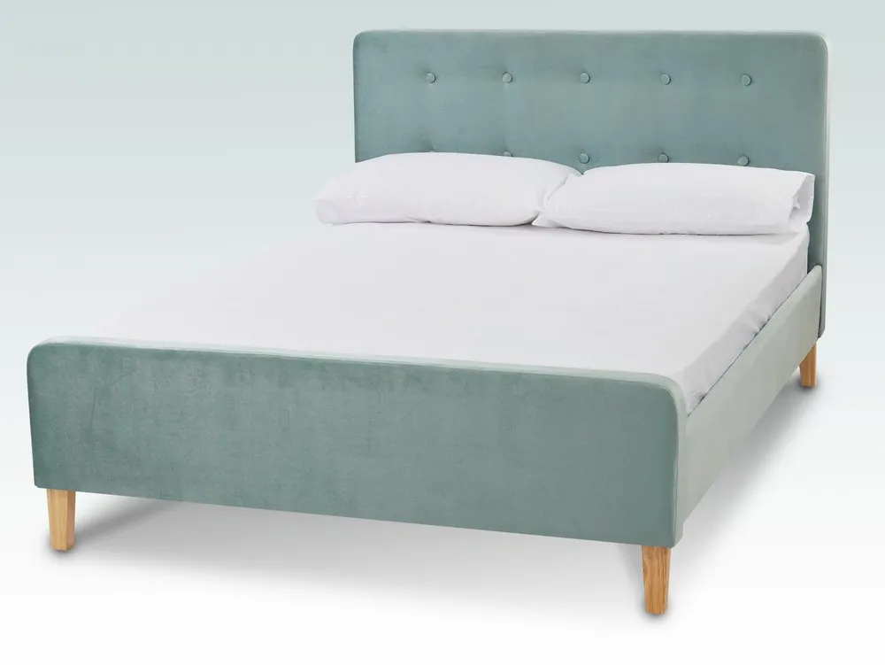 LPD LPD Pierre 5ft King Size Aqua Blue Velvet Fabric Bed Frame