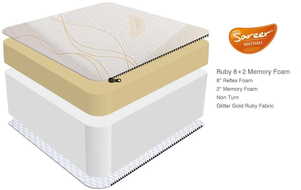 Sareer Sareer Matrah Ruby Gold Memory Foam 2ft6 Small Single Mattress in a Box