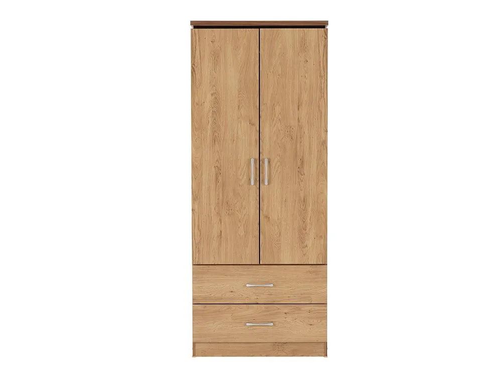 Seconique Seconique Charles Oak 2 Door 2 Drawer Double Wardrobe