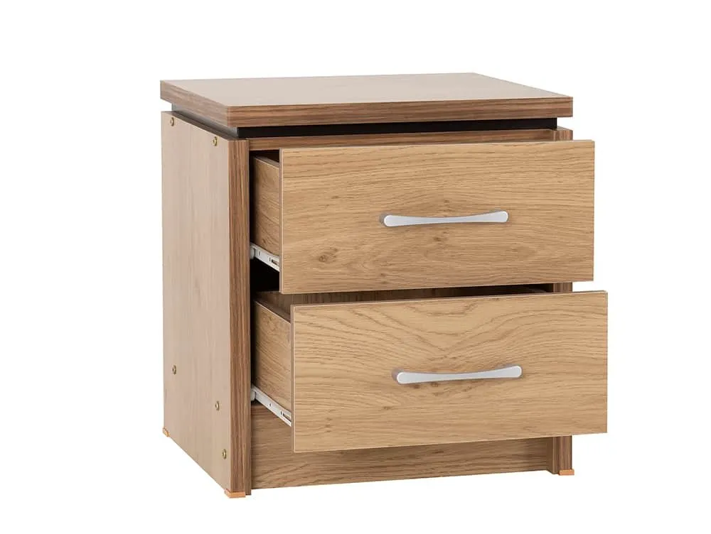 Seconique Seconique Charles Oak 2 Drawer Small Bedside Table