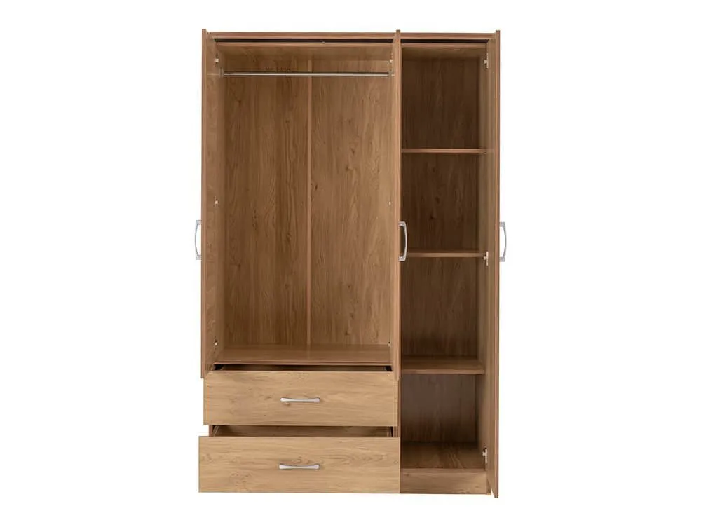 Seconique Seconique Charles Oak 3 Door 2 Drawer Triple Wardrobe