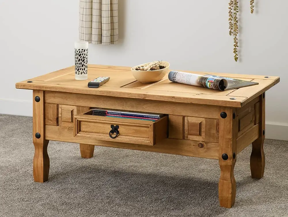 Seconique Seconique Corona Pine 1 Drawer Wooden Coffee Table