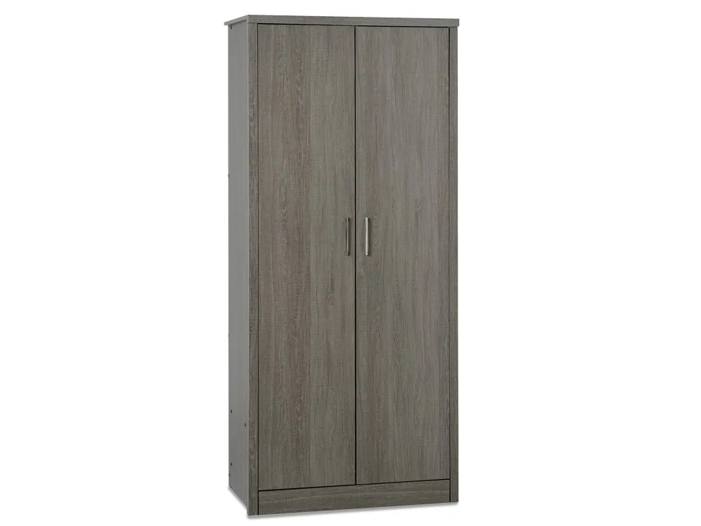 Seconique Seconique Lisbon Black Wood Grain Effect 2 Door Double Wardrobe