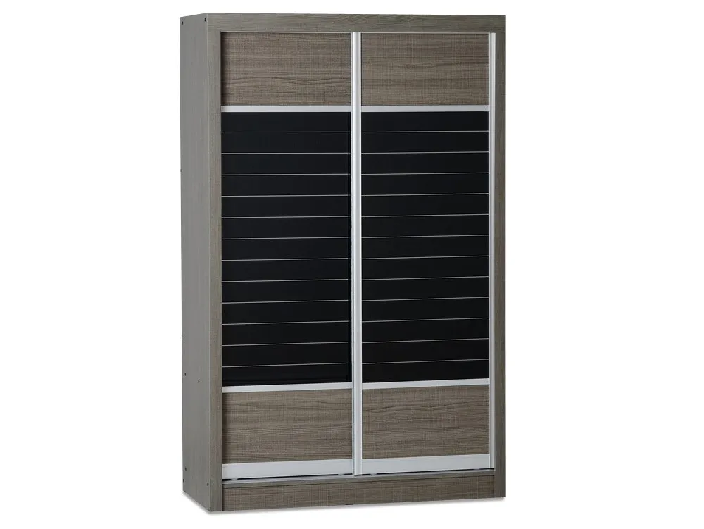 Seconique Seconique Lisbon Black Wood Grain Effect Sliding Door Double Wardrobe