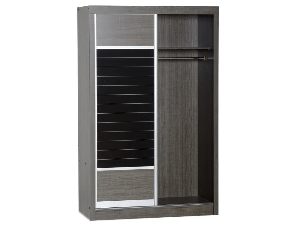 Seconique Seconique Lisbon Black Wood Grain Effect Sliding Door Double Wardrobe