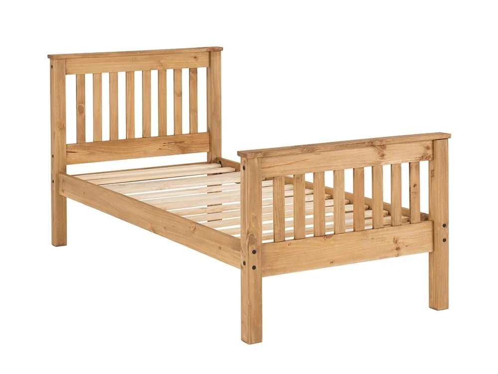 Seconique Seconique Monaco 3ft Single Wax Pine Wooden Bed Frame (High Footend)