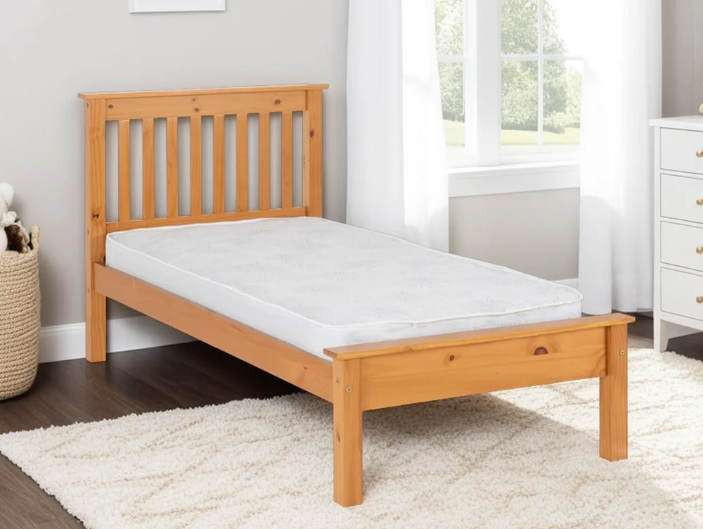 Seconique Seconique Monaco 3ft Single Antique Pine Wooden Bed Frame (Low Footend)