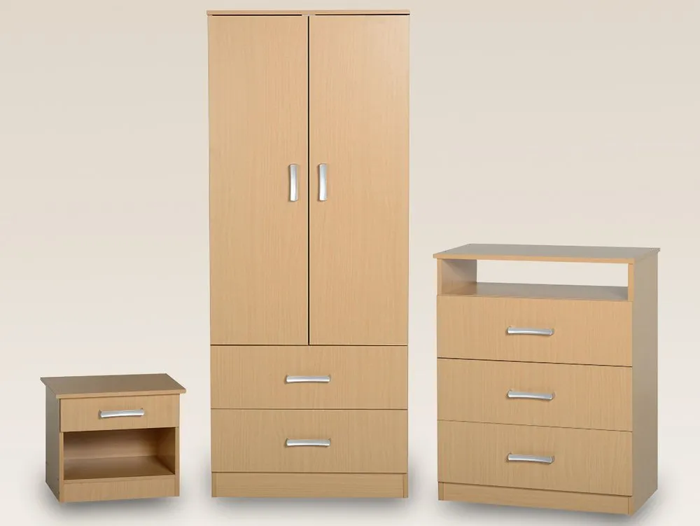 Seconique Seconique Polar Beech 3 Piece Bedroom Furniture Package