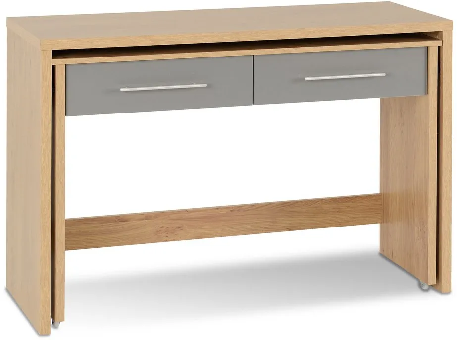 Seconique Seconique Seville Grey High Gloss and Oak 2 Drawer Computer Desk