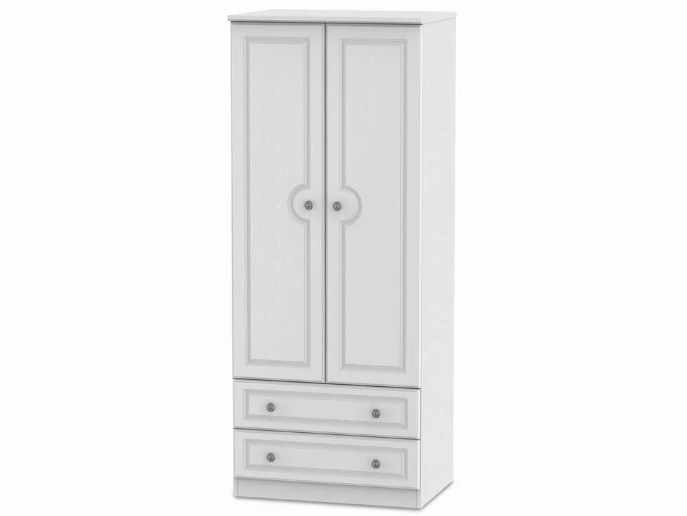 Welcome Welcome 2ft6 Pembroke White Ash 2 Door 2 Drawer Double Wardrobe (Assembled)