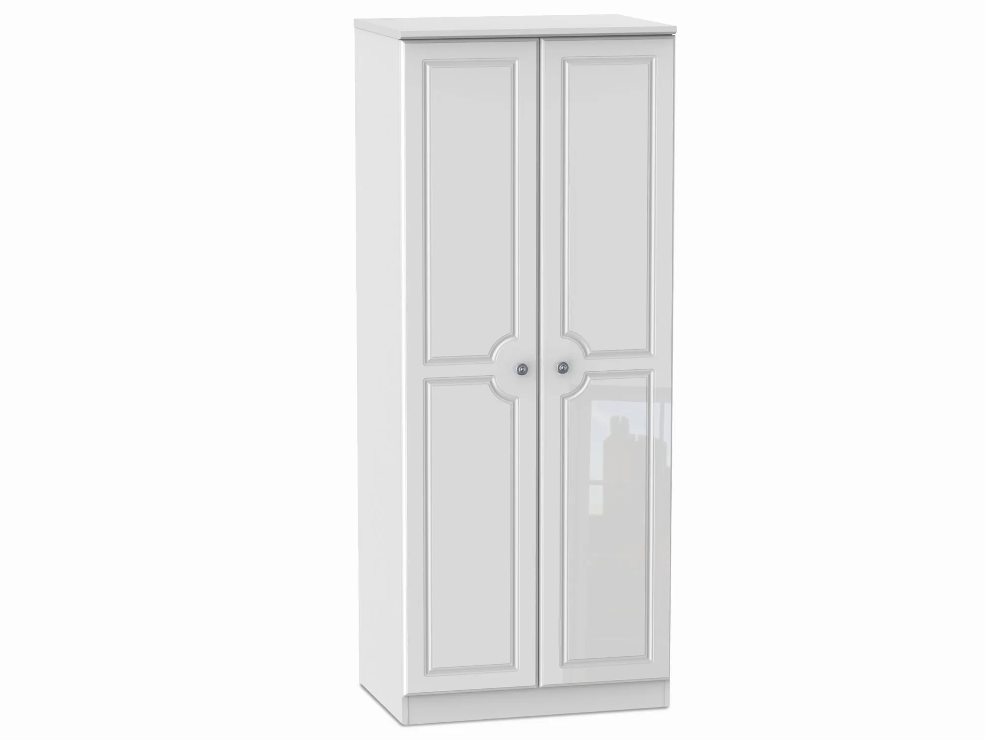 Welcome Welcome 2ft6 Pembroke White High Gloss 2 Door Tall Double Wardrobe (Assembled)