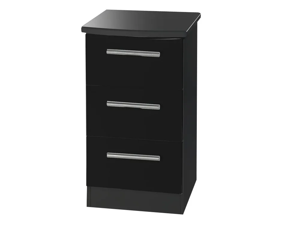 Welcome Welcome Knightsbridge Black High Gloss 3 Drawer Bedside Table (Assembled)