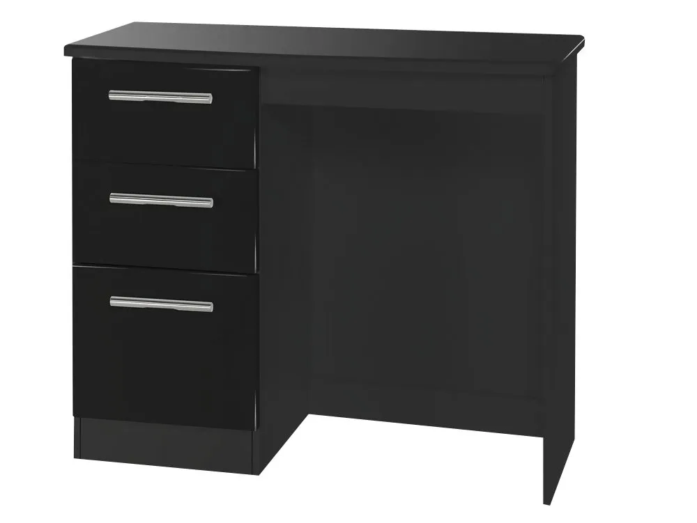 Welcome Welcome Knightsbridge Black High Gloss Single Pedestal Dressing Table (Assembled)