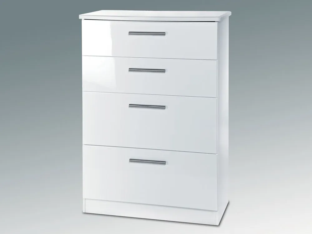 Welcome Welcome Knightsbridge White High Gloss 4 Drawer Deep Chest of Drawers (Assembled)