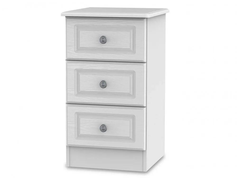 Welcome Welcome Pembroke White Ash 3 Drawer Bedside Table (Assembled)