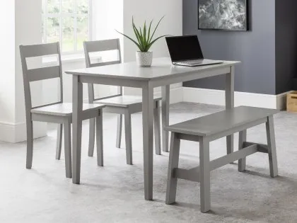 Julian Bowen Kobe Grey Dining Table and 2 Chairs and Bench Set Julian Bowen Kobe Grey Dining Table and 2 Chairs and Bench Set