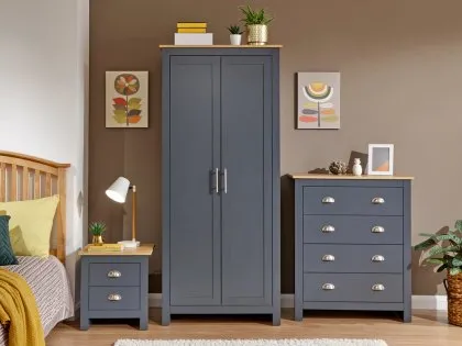 GFW Lancaster Slate Blue and Oak 3 Piece Bedroom Furniture Package GFW Lancaster Slate Blue and Oak 3 Piece Bedroom Furniture Package