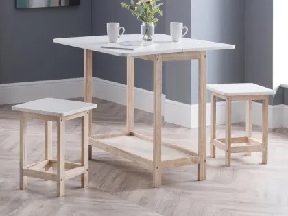 Julian Bowen Bergen 83cm White and Natural 2 Seat Bar Set Julian Bowen Bergen 83cm White and Natural 2 Seat Bar Set