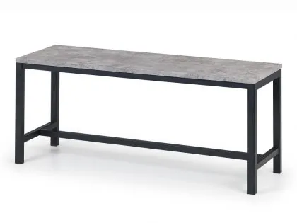 Julian Bowen Staten 120cm Concrete Effect Dining Table with 2 Black Chairs and Bench Set