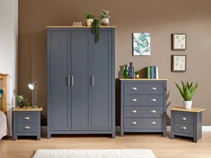 GFW Lancaster Slate Blue and Oak 4 Piece Bedroom Furniture Package GFW Lancaster Slate Blue and Oak 4 Piece Bedroom Furniture Package