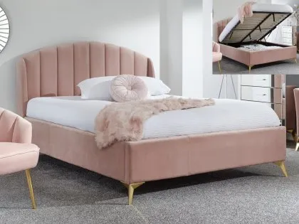 GFW Pettine Pink Fabric Ottoman Bed Frame GFW Pettine Pink Fabric Ottoman Bed Frame