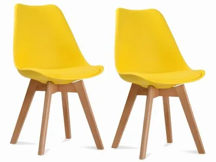 LPD Louvre Set of 2 Yellow Moulded Dining Chairs LPD Louvre Set of 2 Yellow Moulded Dining Chairs