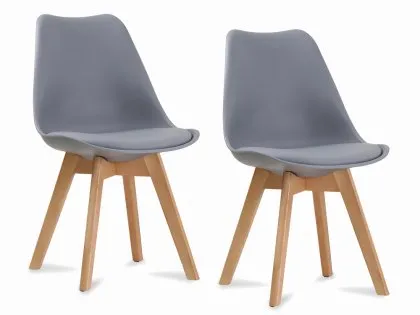 LPD Louvre Set of 2 Grey Moulded Dining Chairs LPD Louvre Set of 2 Grey Moulded Dining Chairs