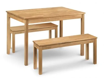 Julian Bowen Coxmoor Oak Dining Table and 2 Bench Set Julian Bowen Coxmoor Oak Dining Table and 2 Bench Set