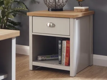GFW Lancaster Grey and Oak 1 Drawer Lamp Table GFW Lancaster Grey and Oak 1 Drawer Lamp Table