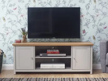 GFW Lancaster Grey and Oak 2 Door Large TV Cabinet GFW Lancaster Grey and Oak 2 Door Large TV Cabinet