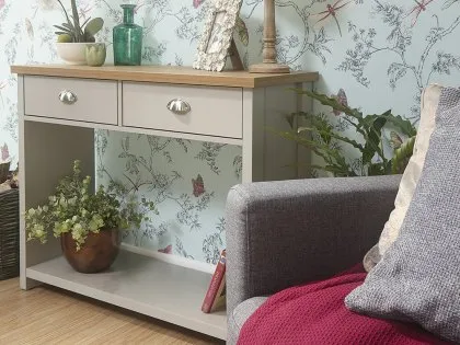 GFW Lancaster Grey and Oak 2 Drawer Console Table GFW Lancaster Grey and Oak 2 Drawer Console Table